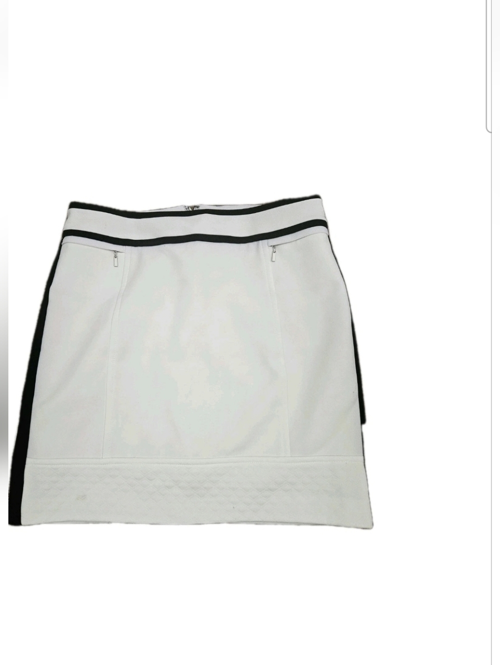 White House Black Market Women's White/Black Trim Lined Skirt Size 14
